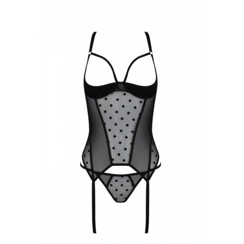 Корсет Passion MARINA CORSET, XXL/XXXL, black, з відкритими чашками