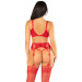 Комплект Leg Avenue Bra Top, String and Garter Belt Stockings One Size, Red