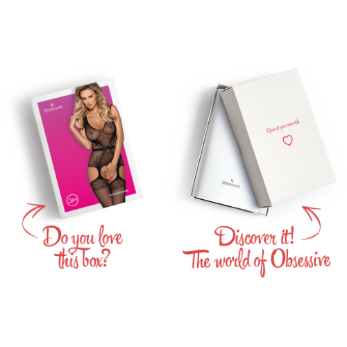 Бодістокінг Obsessive Bodystocking F217 елегантний силуетний малюнок, імітація панчіх black S/M/L