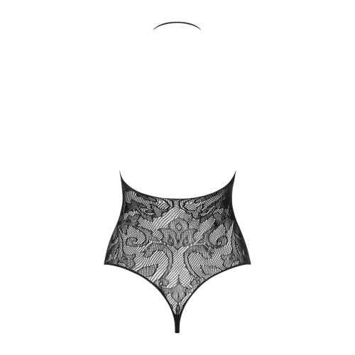 Бодістокінг з великими осередками та відкритою спиною Obsessive B113 teddy чорний S/M/L