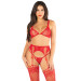 Комплект Leg Avenue Bra Top, String and Garter Belt Stockings One Size, Red