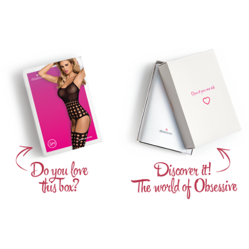 Бодистокинг Obsessive Bodystocking G310 топ, чулки, подвязки, круглые вырезы black S/M/L