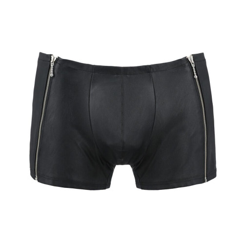 Чоловічі шкіряні боксери з блискавками Passion 049 Short Matt Black XXL/XXXL