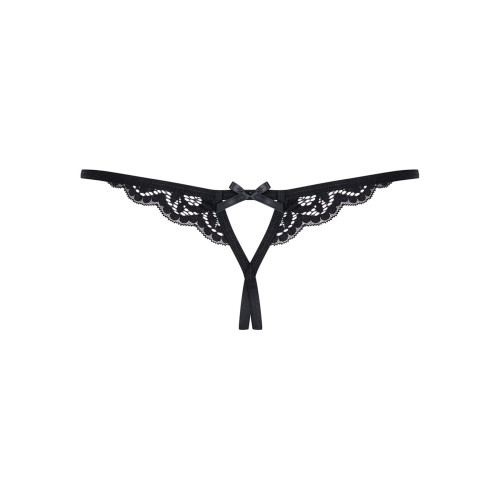 Мереживні танги з двома отворами Obsessive 831-THC-1 crotchless thong чорні L/XL