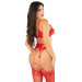 Комплект Leg Avenue Bra Top, String and Garter Belt Stockings One Size, Red