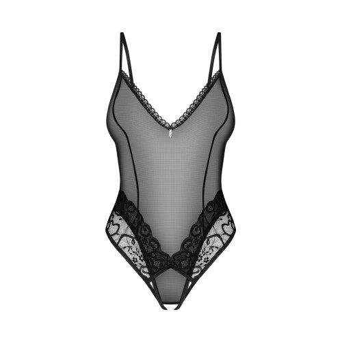 Тедди с доступом Obsessive Blomentis crotchless teddy, XS/S, прозрачное, открытая спина, низ-стринги