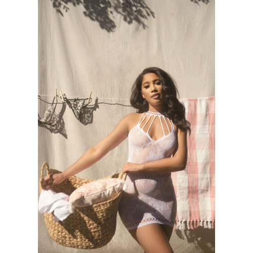 Ажурное платье-сетка Leg Avenue Lace mini dress with cut-outs White one size