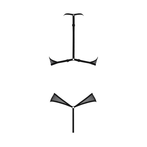 Сетчатое боди с кружевом на груди Passion SATARA BODY black S/M