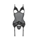 Корсет с подвязками и ажурным лифом Passion Christa Corset black S/M