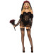 Еротичний костюм чорної нареченої Leg Avenue Heartbreak Bride XS, боді, рукави, вуаль, чокер