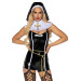 Виниловый костюм монахини Leg Avenue Sinful Sister XL, комбинезон, воротник, пояс, головной убор