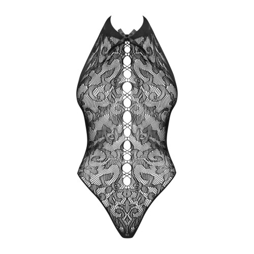 Бодістокінг з великими осередками та відкритою спиною Obsessive B113 teddy чорний S/M/L