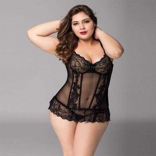 Платье JSY P71137 Черное Plus Size