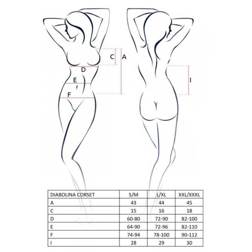 Корсет з відкритими грудьми Passion DIABOLINA CORSET black S/M