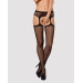 Сетчатые чулки-стокинги с узором на ягодицах Obsessive Garter stockings S232 черные S/M/L