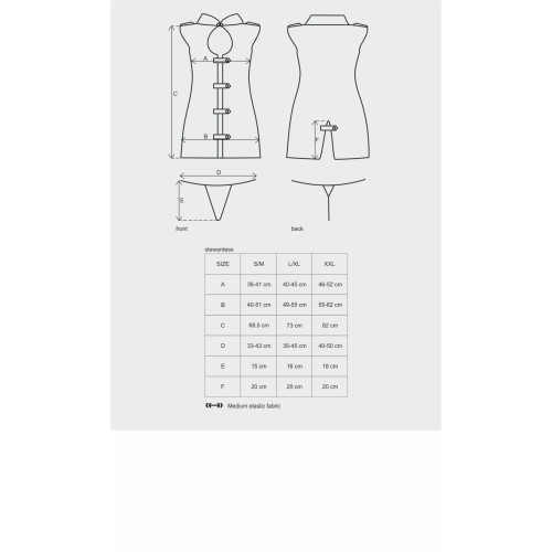 Эротический костюм стюардессы Obsessive Stewardess 3 pcs costume серый S/M