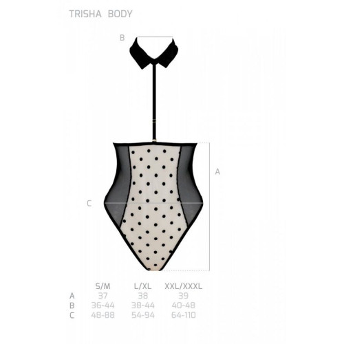 Эротическое боди Passion TRISHA BODY, S/M, beige, с открытыми чашками