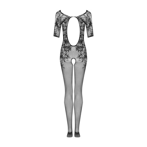 Сетчатый бодистокинг с цветочным рисунком Obsessive Bodystocking F238 черный S/M/L