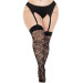 Чулки Leg Avenue Wild rose net thigh highs, 1X/2X, черные, широкая резинка, рисунок-розы