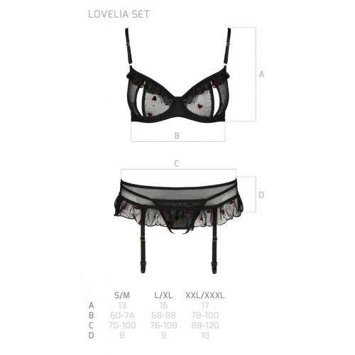 Сексуальный комплект с поясом для чулок Passion LOVELIA SET black XXL/XXXL
