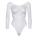 Еротичне боді-бодістокінг Leg Avenue Snap crotch thong back teddy White M/L