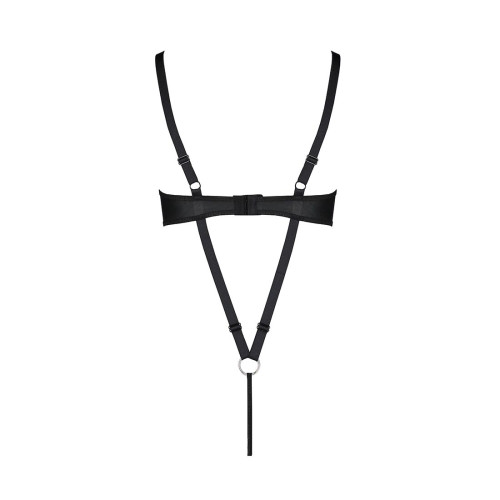 Боди из экокожи Passion CELINE BODY black S/M: с доступом, открытый