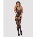 Бодистокинг Obsessive Bodystocking F217 элегантный силуэтный рисунок, имитация чулок black XL/XXL
