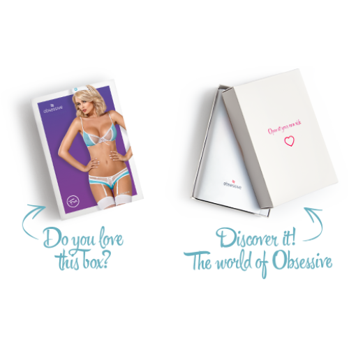 Еротичний костюм медсестри Obsessive 834-CST-6 біло-блакитний L/XL