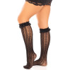 Гольфы ажурные Leg Avenue Sweetheart Ruffle Cuff Knee Highs, черные, с рюшами, рисунок-сердечки