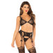 Комплект Leg Avenue Bra Top, String and Garter Belt Stockings One Size, Black