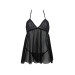Пеньюар Passion KERRIA CHEMISE black, S/M, кружевной верх, трусики в комплекте