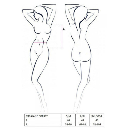 Напівпрозорий корсет Passion Exclusive Mirajane Corset чорний XXL/XXXL