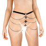 Сексуальні шкіряні трусики прикрашені ланцюгами Art of sex - Cross, колір Чорний, розмір XS-M