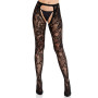 Колготки Leg Avenue Rose Lace Crotchless Tights with Open One Size Black