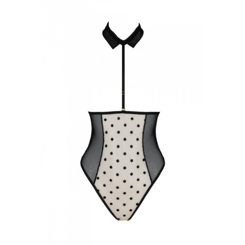 Эротическое боди Passion TRISHA BODY, S/M, beige, с открытыми чашками