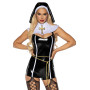 Виниловый костюм монахини Leg Avenue Sinful Sister XS, комбинезон, воротник, пояс, головной убор