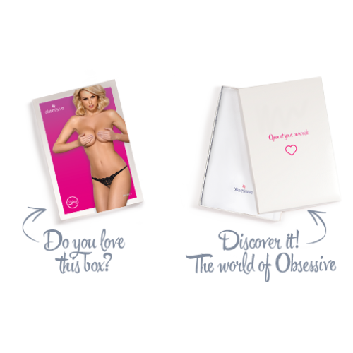 Кружевные танги с двумя отверстиями Obsessive 831-THC-1 crotchless thong черные S/M