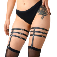 Гартеры со стразами Art of Sex - Floy, натуральная кожа, Размер XS - 2XL, цвет Черный Гартеры со стразами Art of Sex - Floy, натуральная кожа, Размер XS - 2XL, цвет Черный