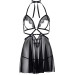Сорочка бебі-дол з відкритими чашками Leg Avenue Lace and mesh babydoll & panty Black S, стрінги