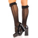 Гольфы ажурные Leg Avenue Sweetheart Ruffle Cuff Knee Highs, черные, с рюшами, рисунок-сердечки