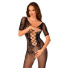 Сетчатый бодистокинг с цветочным рисунком Obsessive Bodystocking F238 черный S/M/L