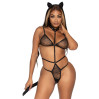 Эротический костюм кошки Leg Avenue Roleplay Sex Kitten Black One size, боди, ушки, чокер
