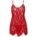 Сорочка бебі-дол Leg Avenue Rose Lace Flair Chemise Red, Queen Size