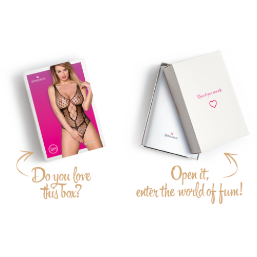 Бодистокинг из большой сетки с доступом Obsessive B117 teddy черный S/M/L