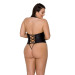 Боди из эко-кожи с имитацией шнуровки и открытым доступом Passion Nancy Body black 6XL/7XL