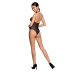 Бодистокинг из декольте Passion BS088 black, имитация корсетной шнуровки