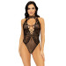 Боді Leg Avenue Net and lace halter bodysuit Black OS