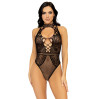 Боді Leg Avenue Net and lace halter bodysuit Black OS