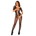Сетчатый бодистокинг с цветочным рисунком Obsessive Bodystocking F238 черный S/M/L