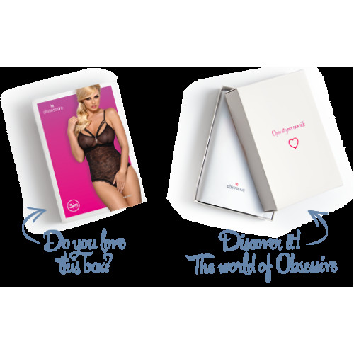 Кружевное боди с доступом Obsessive 818-TED-1 teddy XS/S, черное